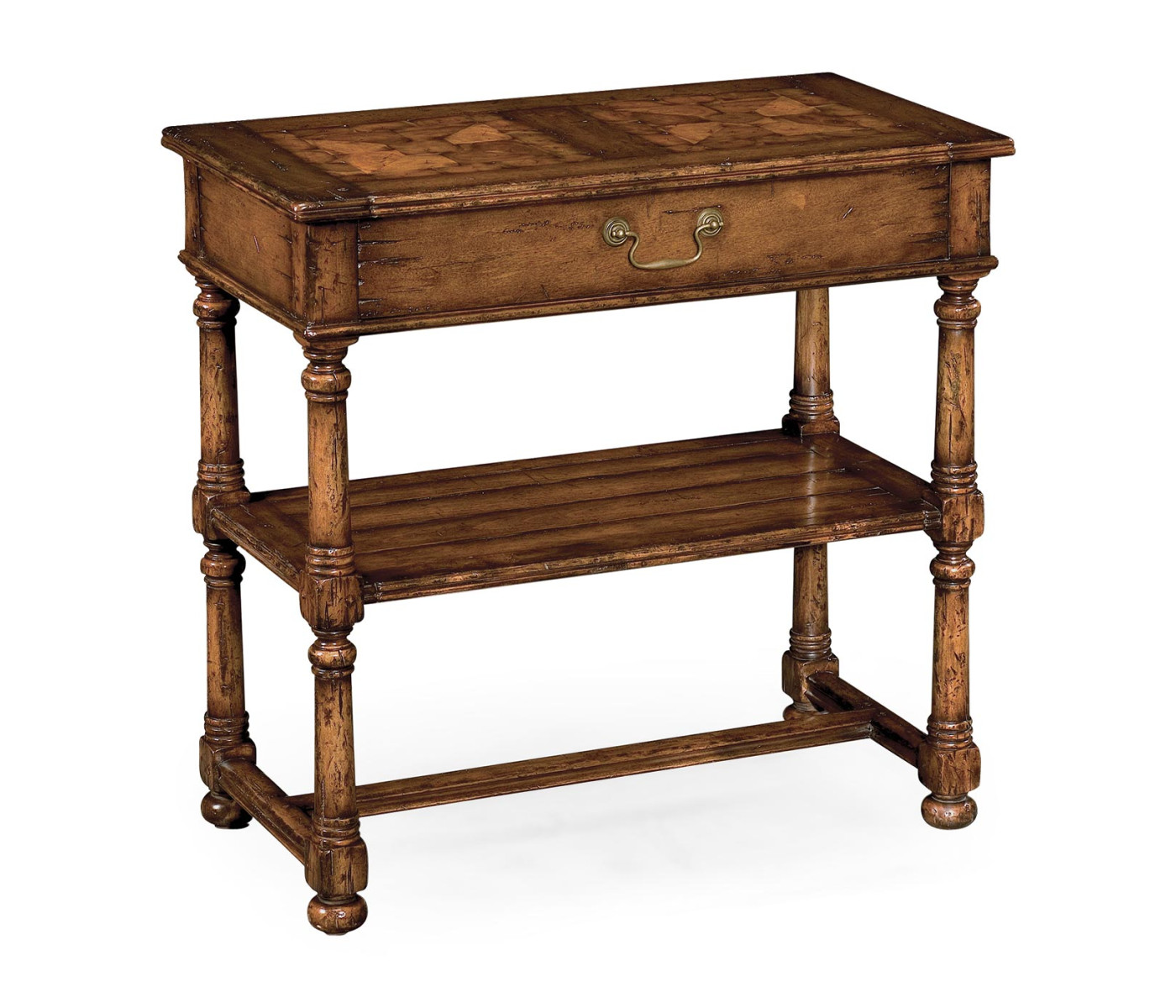 Rectangular oyster parquet side table