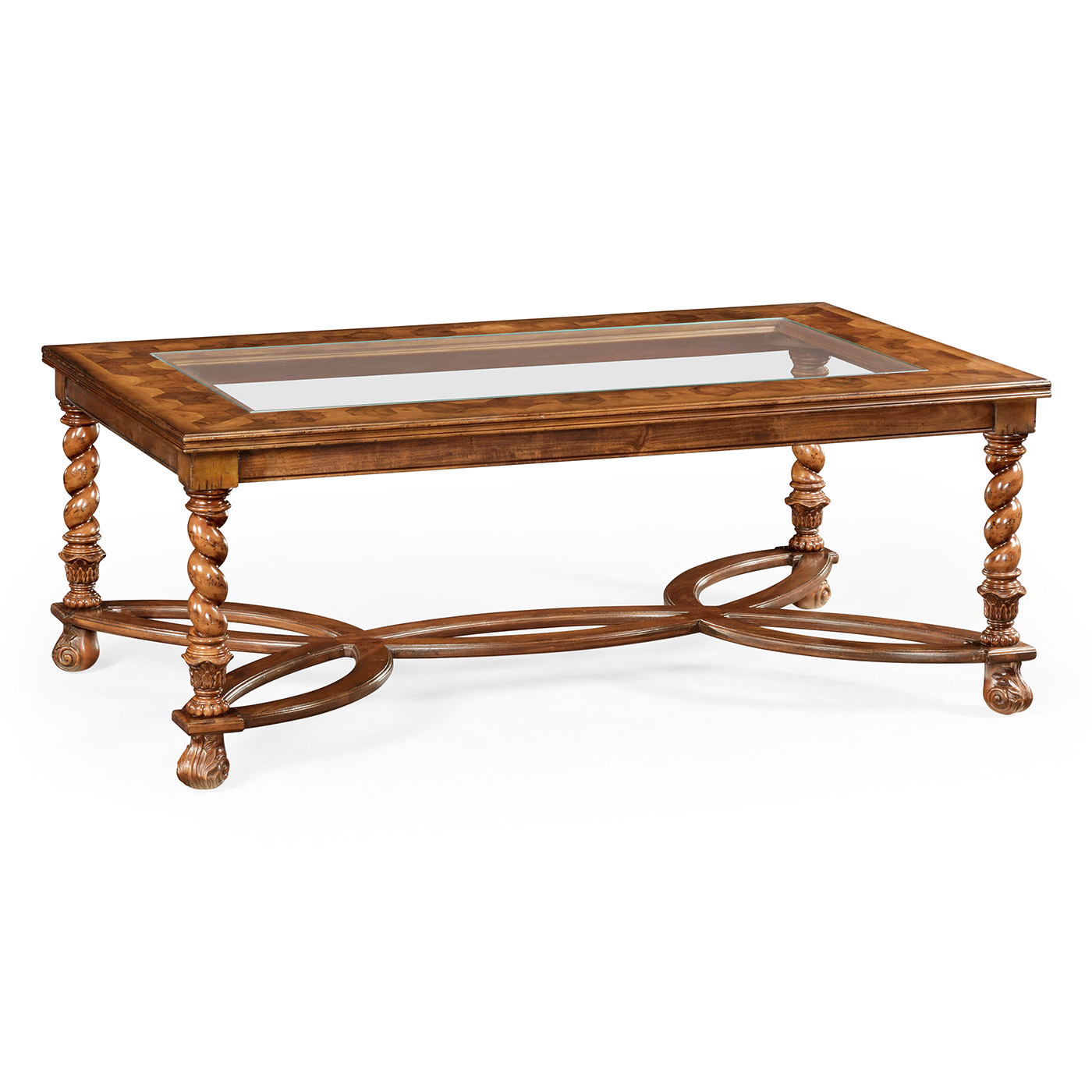 Oyster Coffee Table with a plain glass top