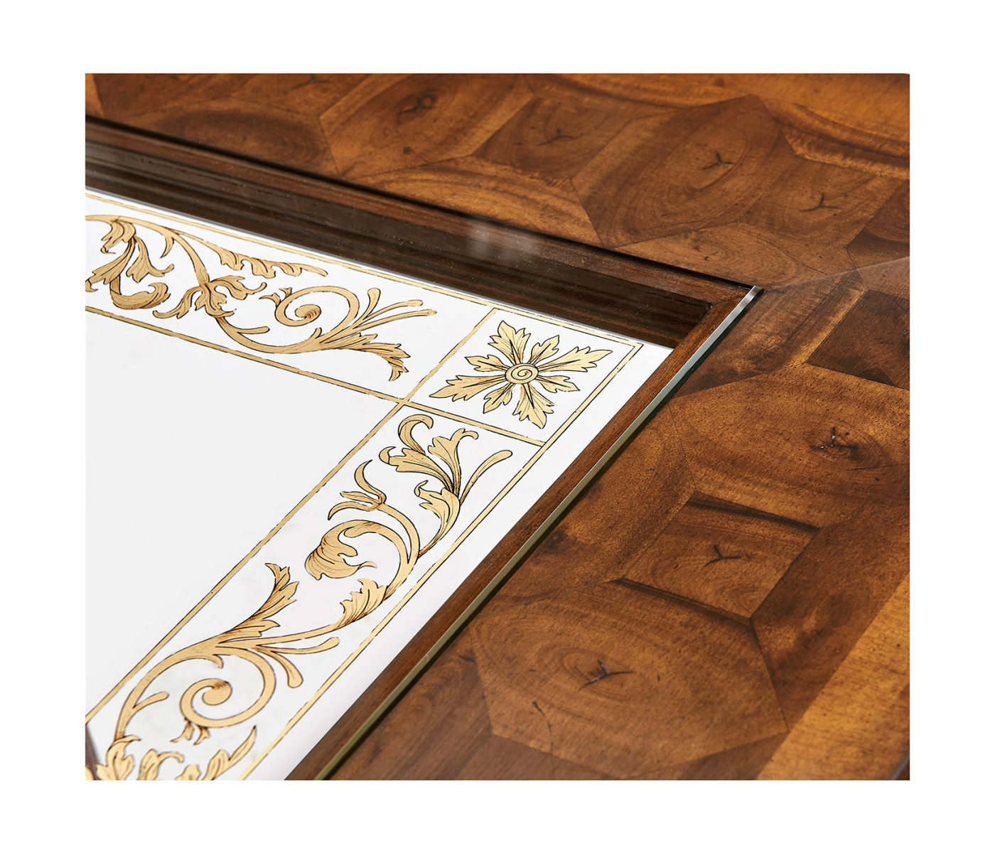 Rectangular oyster & églomisé coffee table