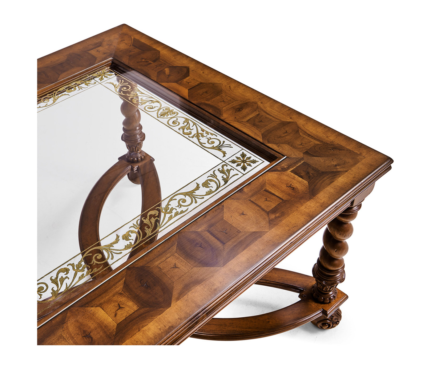 Rectangular oyster & églomisé coffee table