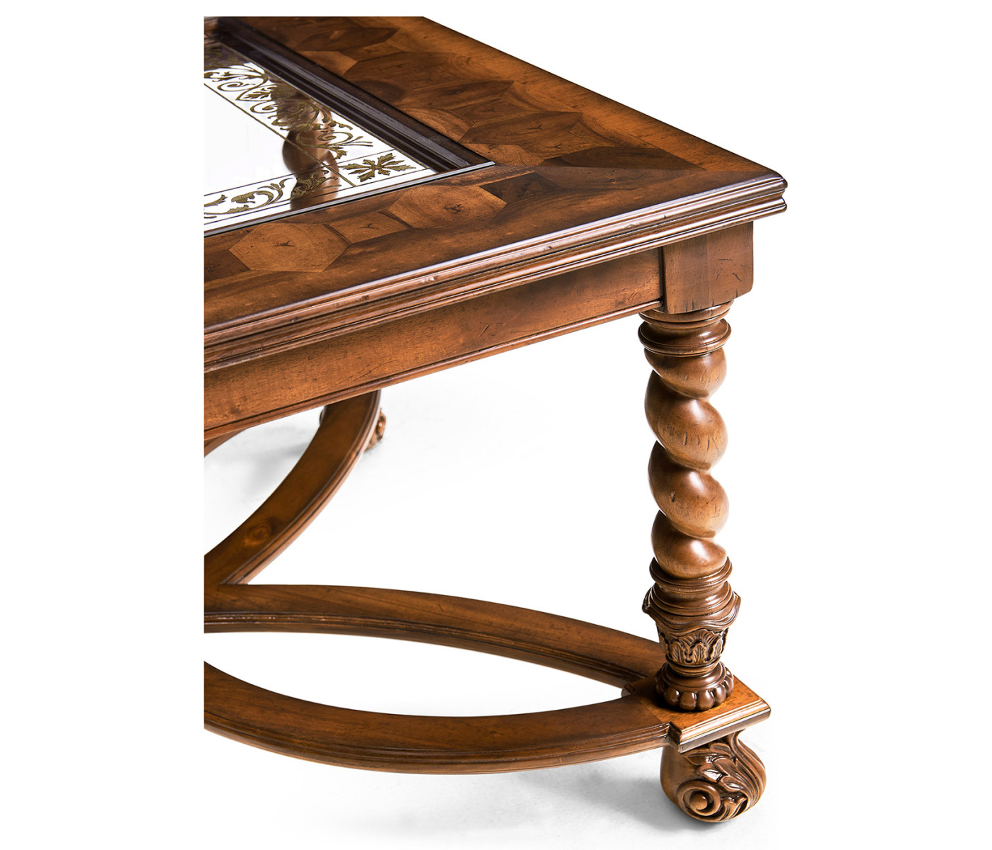 Rectangular oyster & églomisé coffee table