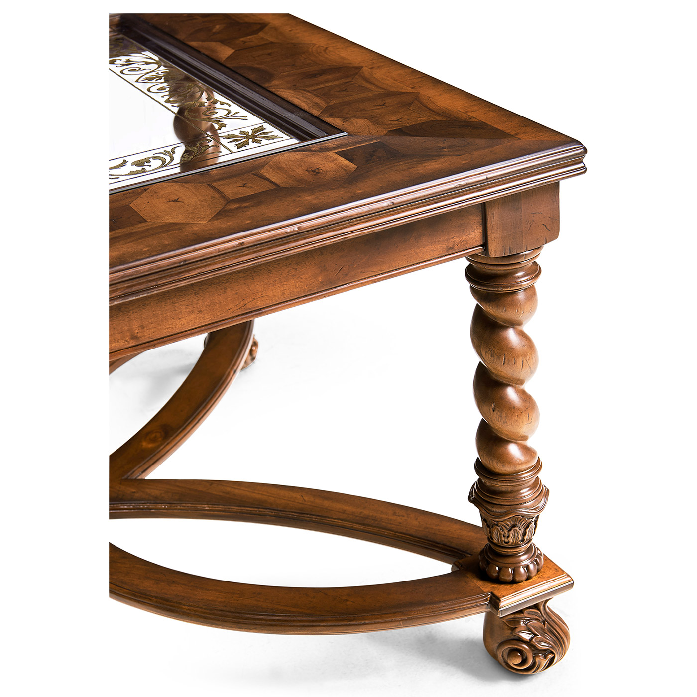 Rectangular oyster & églomisé coffee table