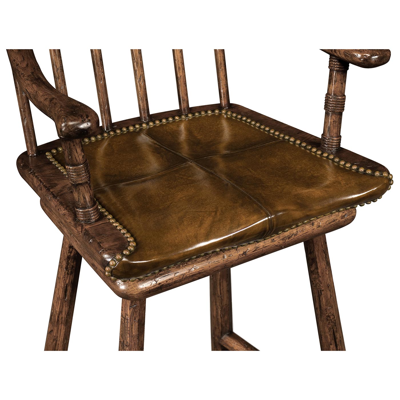 Rustic Dark Oak Arm Bar Stool