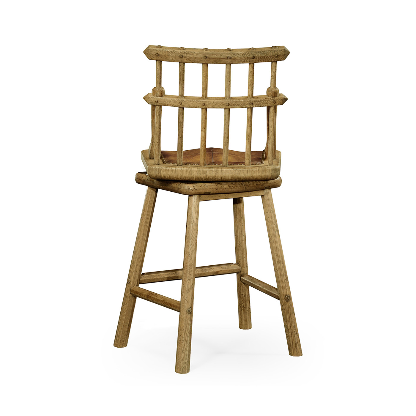 Rustic Natural Oak Side Bar Stool
