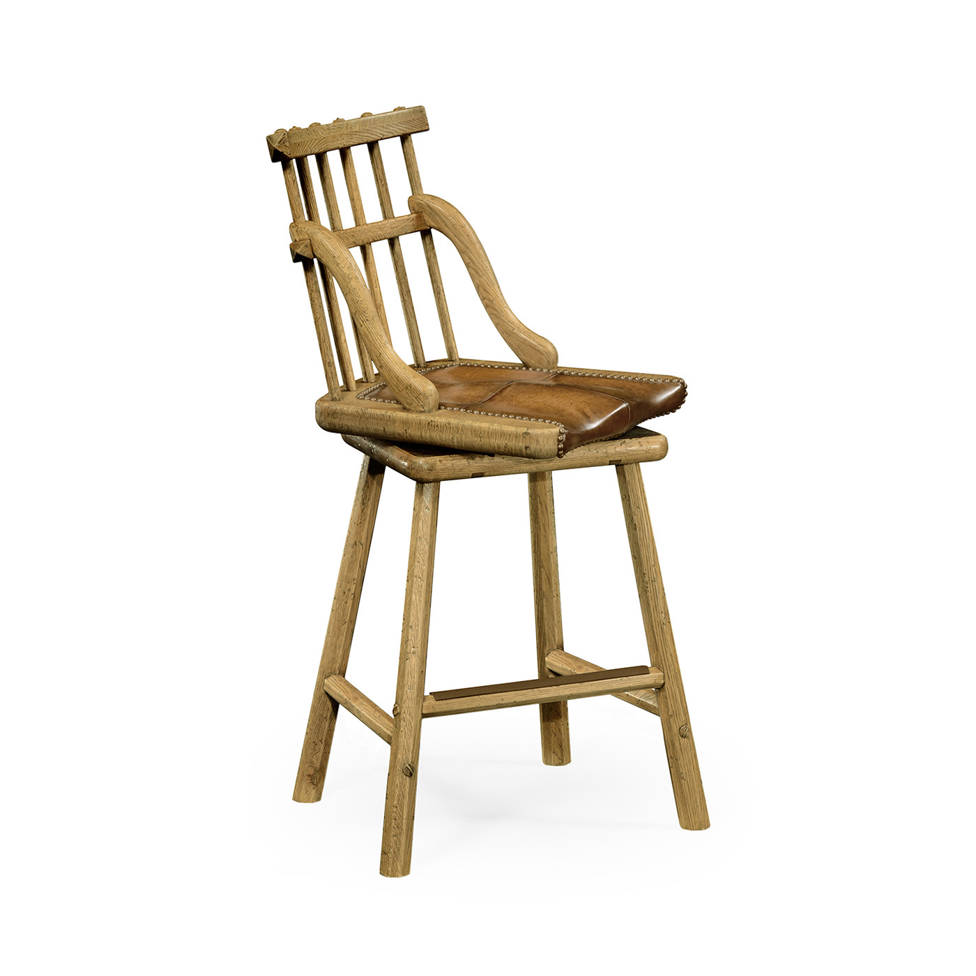 Rustic Natural Oak Side Bar Stool