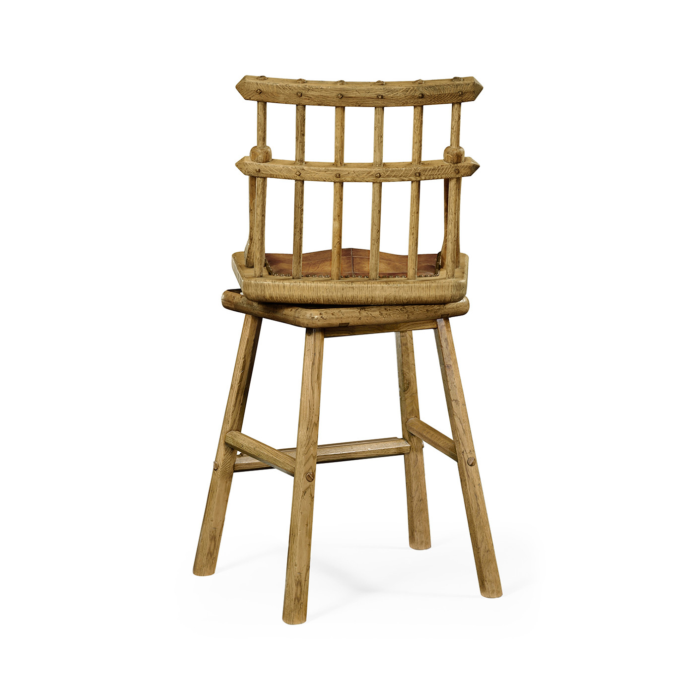 Rustic Natural Oak Side Bar Stool