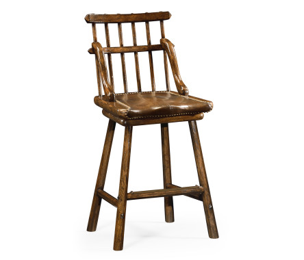 Rustic Dark Oak Side Bar Stool