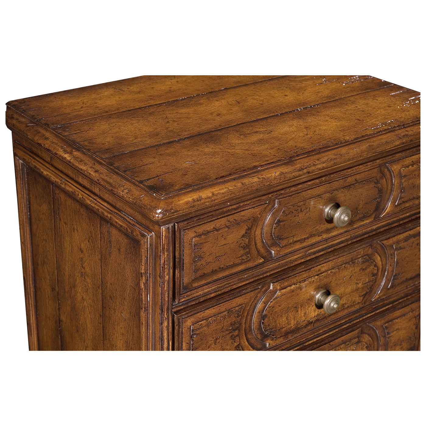 Tudor style walnut chest of four drawers