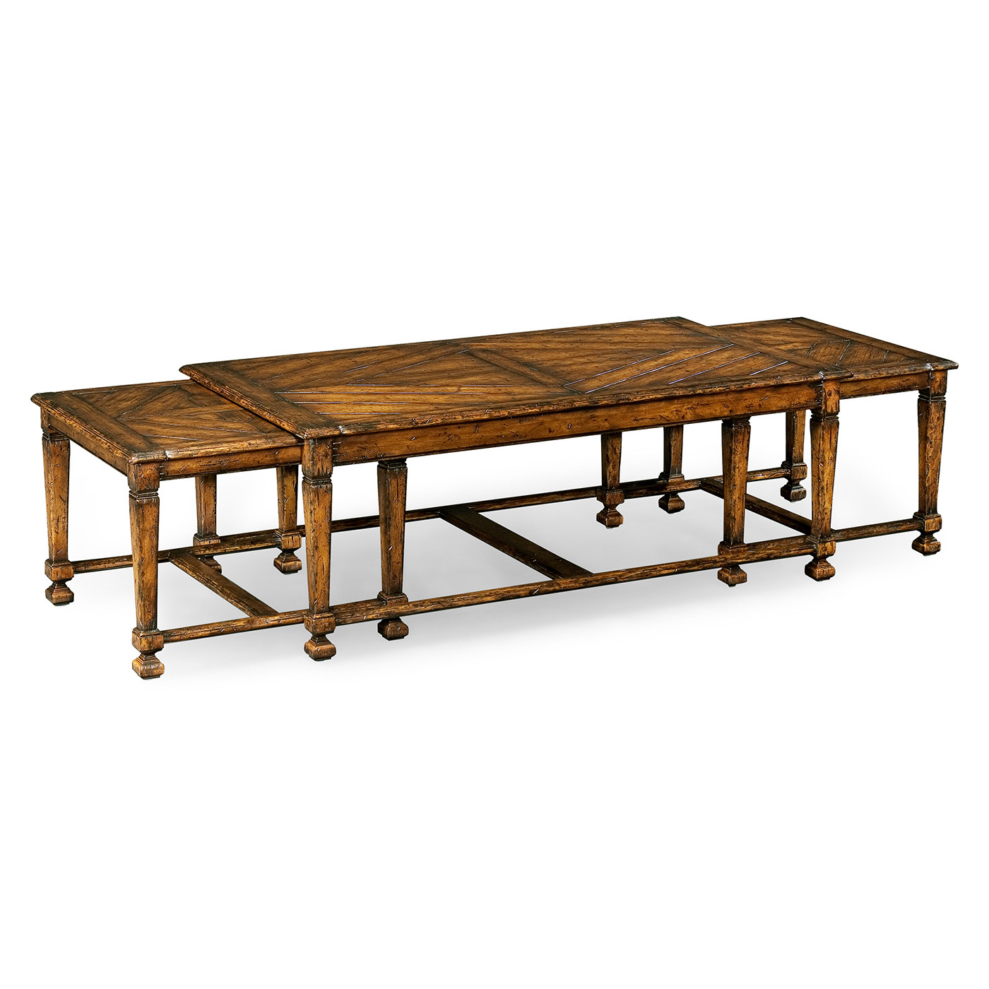 Rustic walnut nesting coffee table