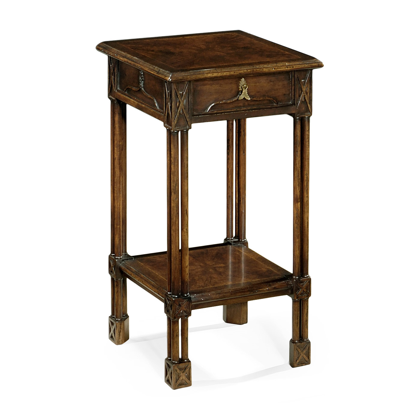 Dark crotch walnut square lamp table