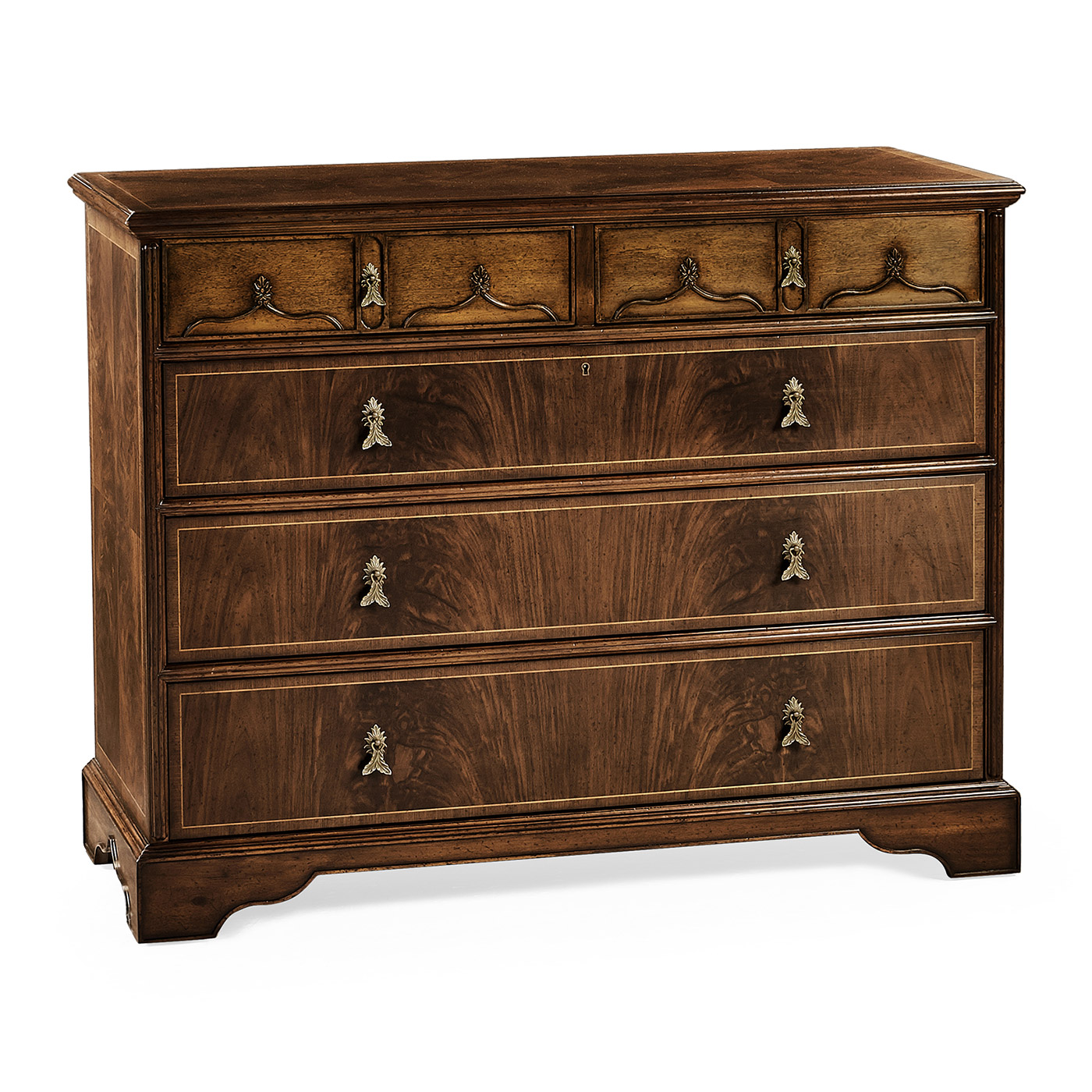Chippendale gothic large chest of five drawers