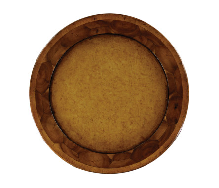 Oyster round lamp table leather inset top