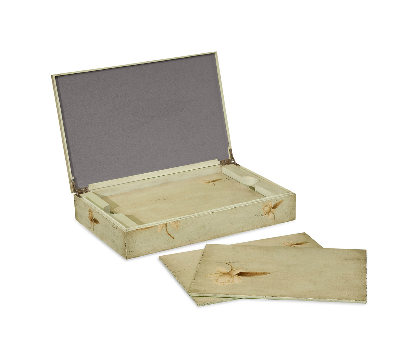 Placemats Box with Painted Floral Design