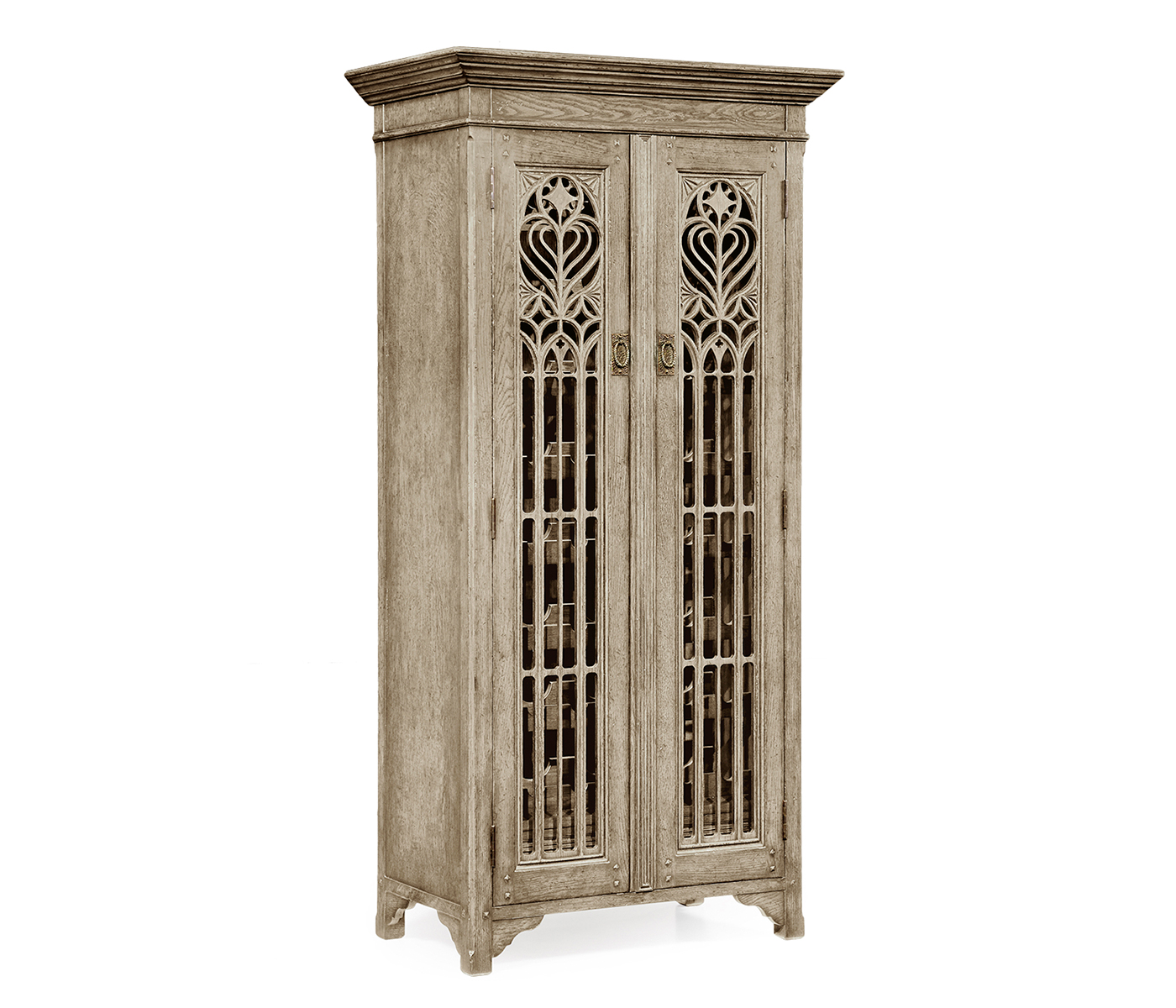 Tall Gothic Grey Oak Wine Cabinet