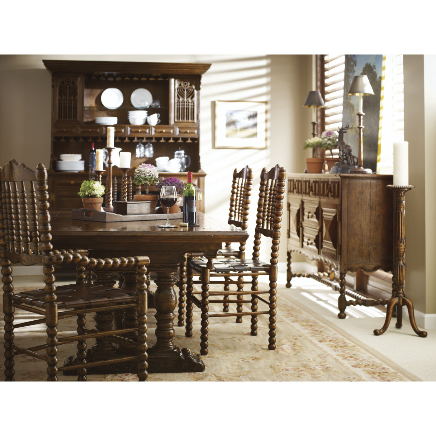 Large Elizabethan Style Natural Oak Desk