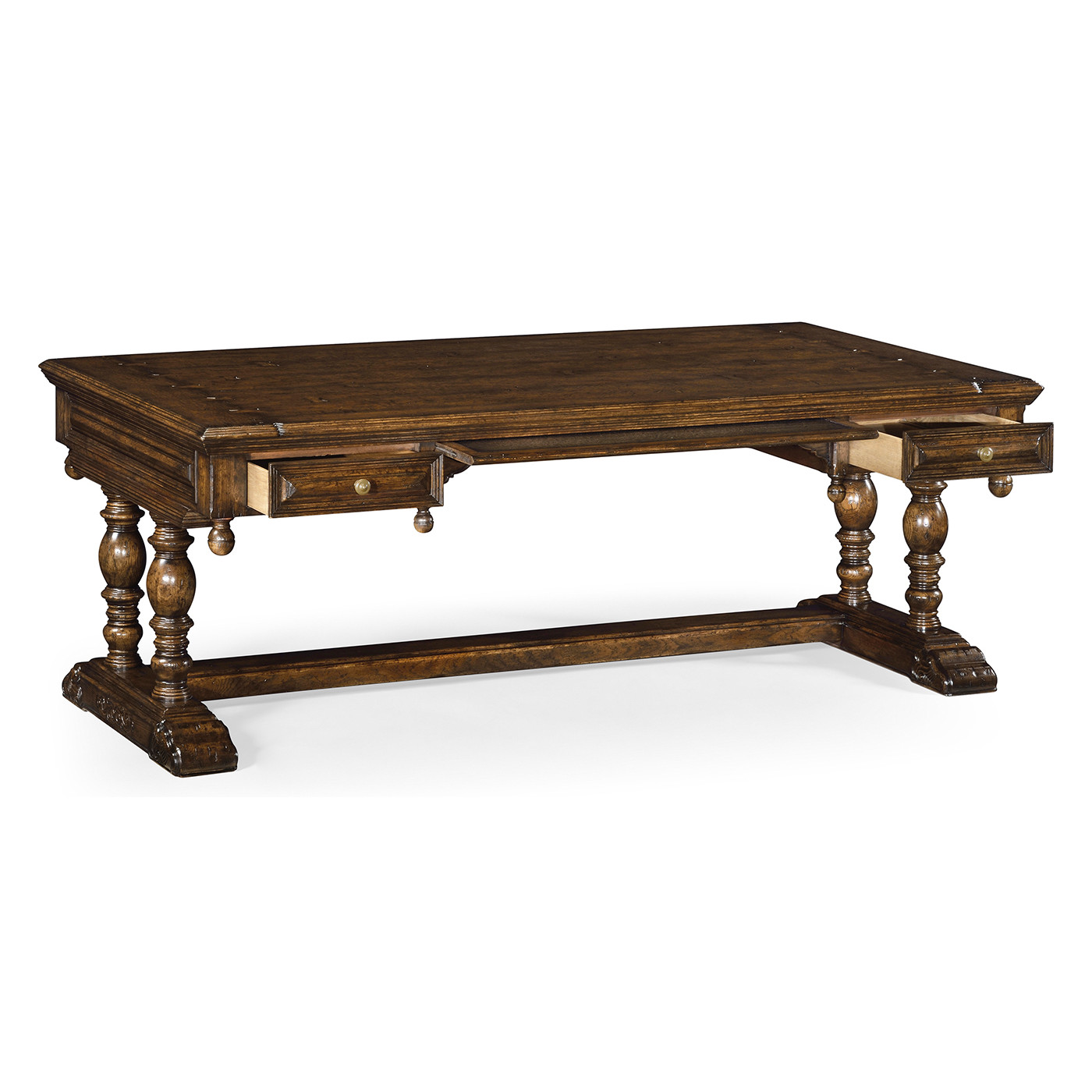 Large Elizabethan Style Dark Oak Desk