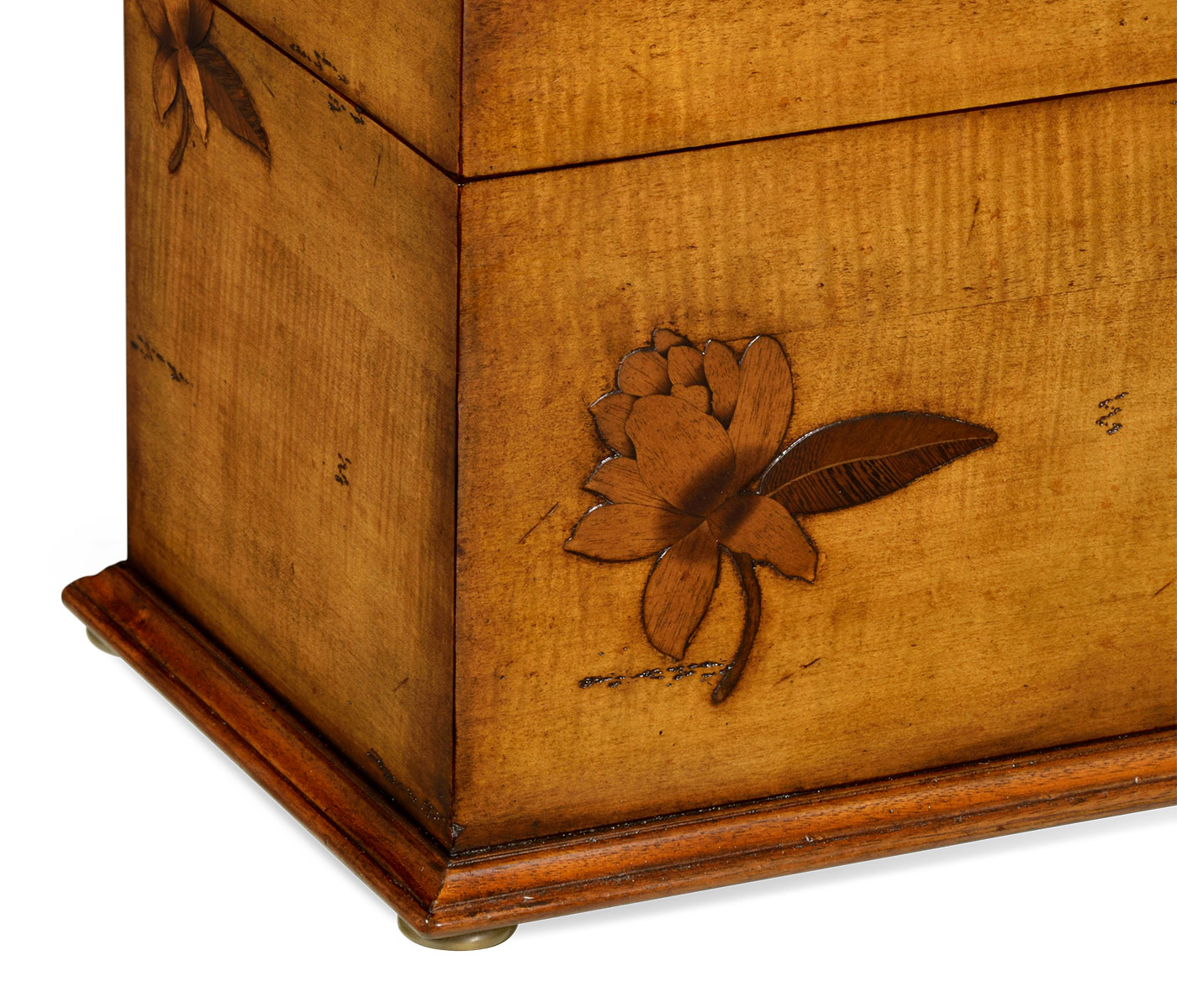 Walnut Raised Floral Rectangular Box