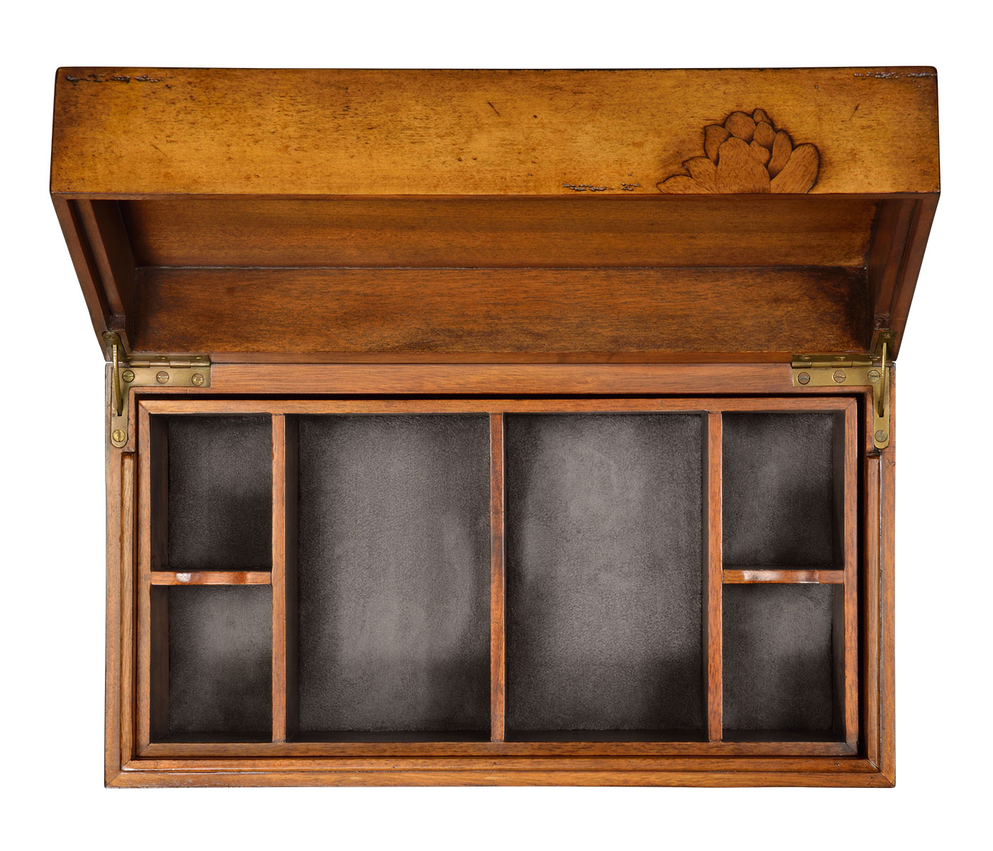 Walnut Raised Floral Rectangular Box