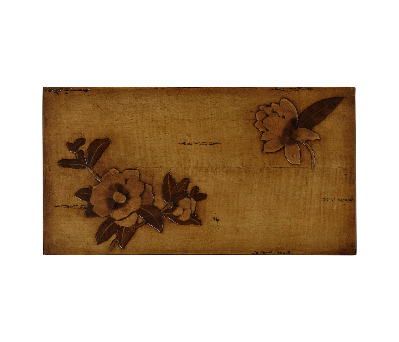Walnut Raised Floral Rectangular Box