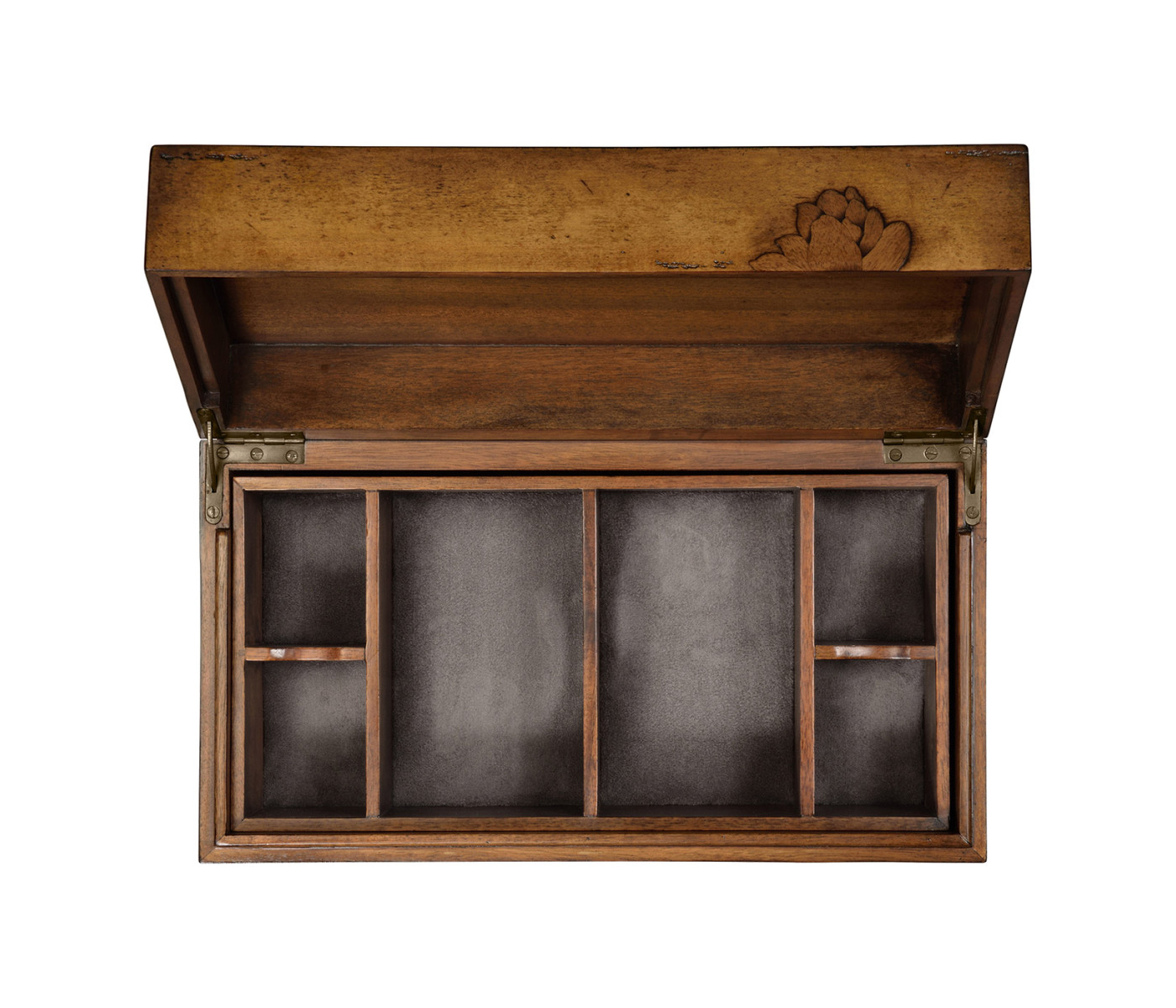 Walnut Raised Floral Rectangular Box