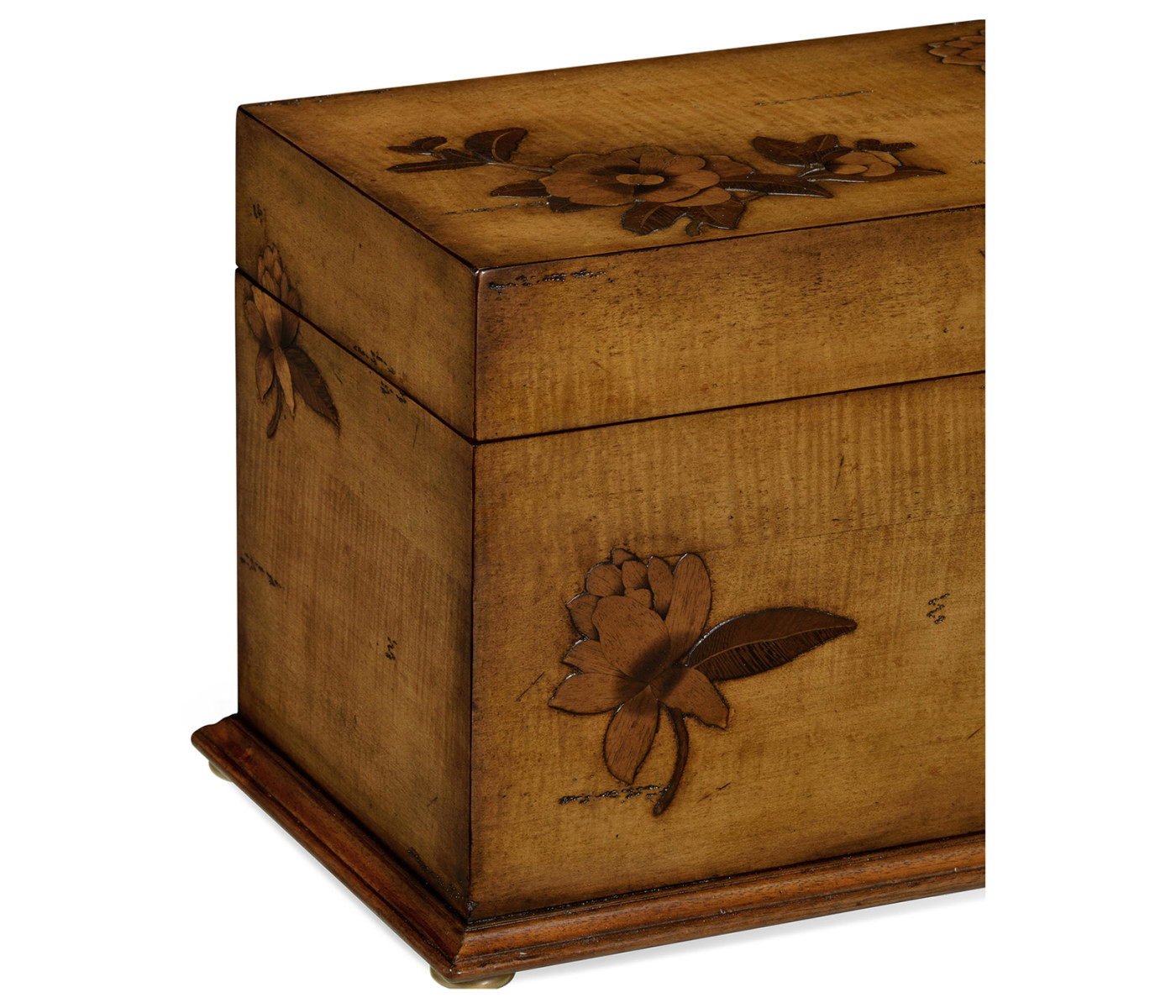Walnut Raised Floral Rectangular Box