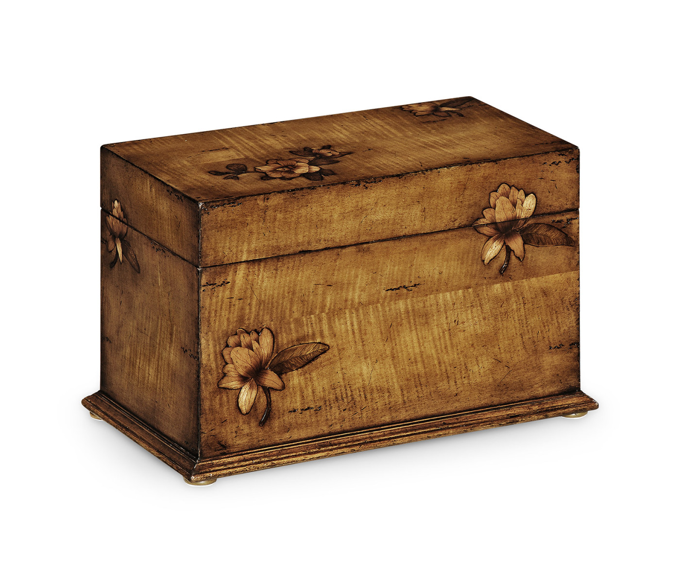 Walnut Raised Floral Rectangular Box