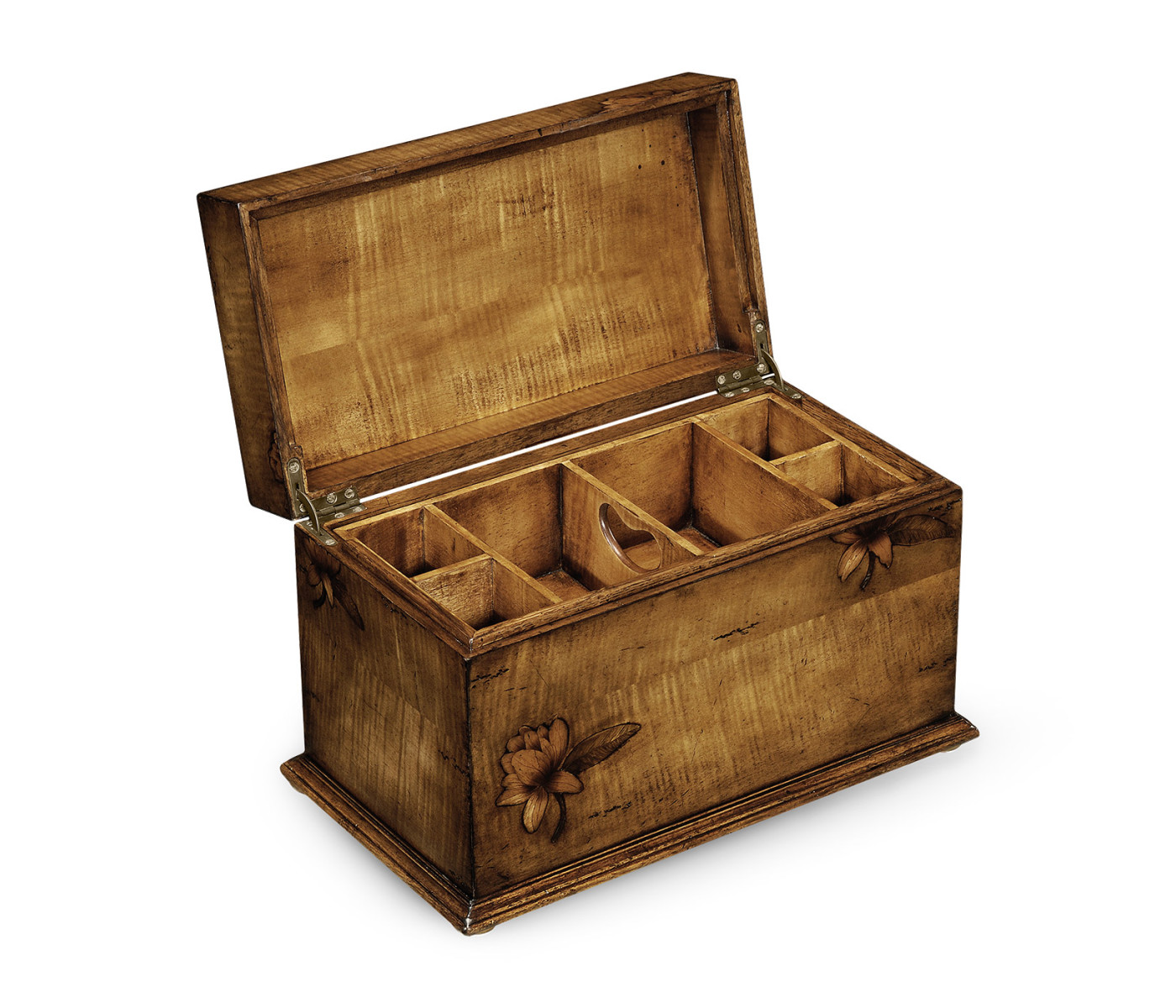 Walnut Raised Floral Rectangular Box