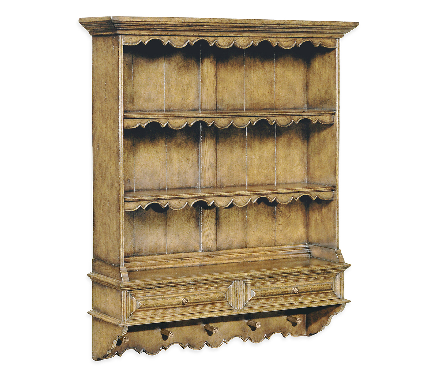 Natural Oak Hanging Shelf Unit With Hooks