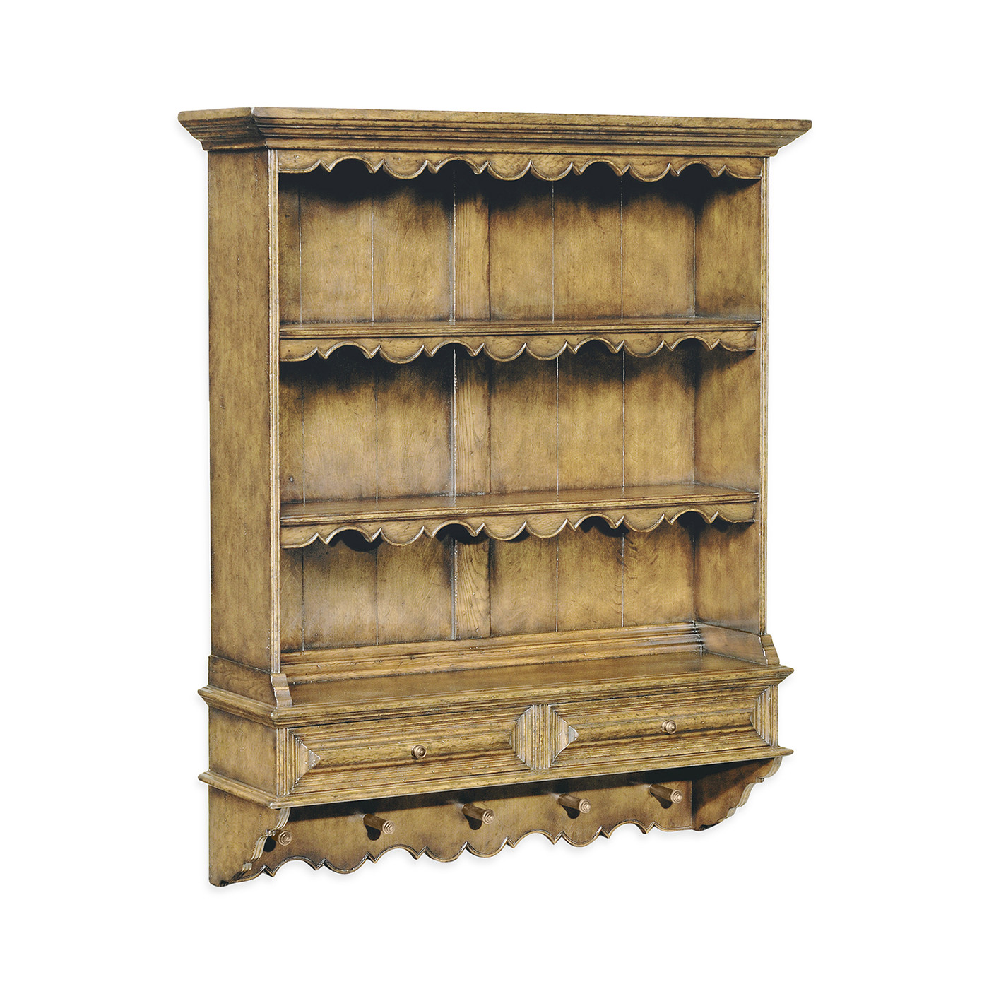 Natural Oak Hanging Shelf Unit With Hooks