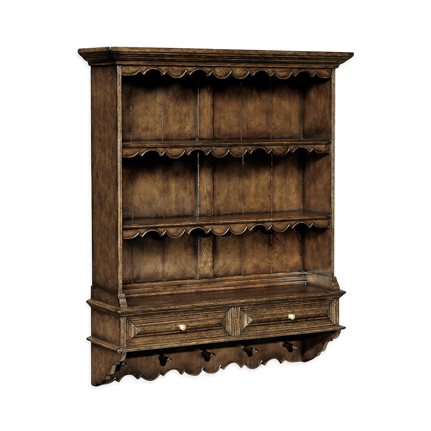 Dark Oak Hanging Shelf Unit With Hooks