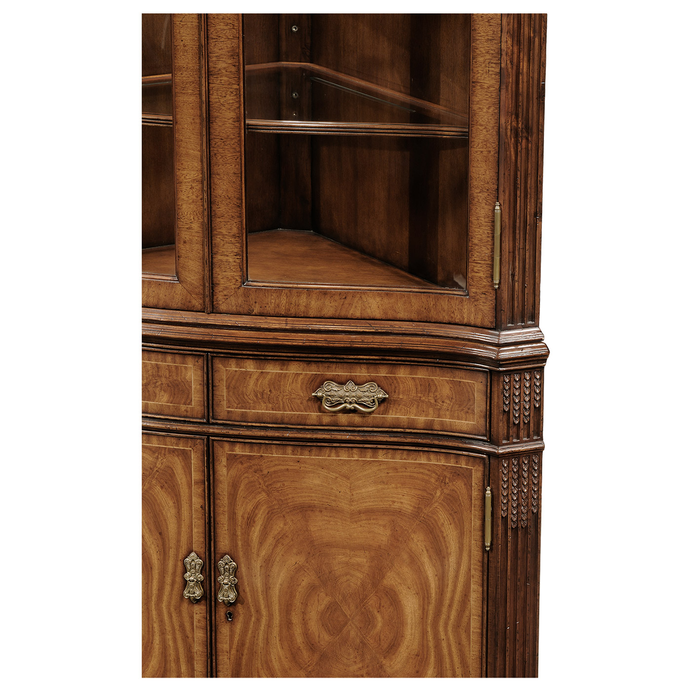 Serpentine Walnut Corner Cabinet