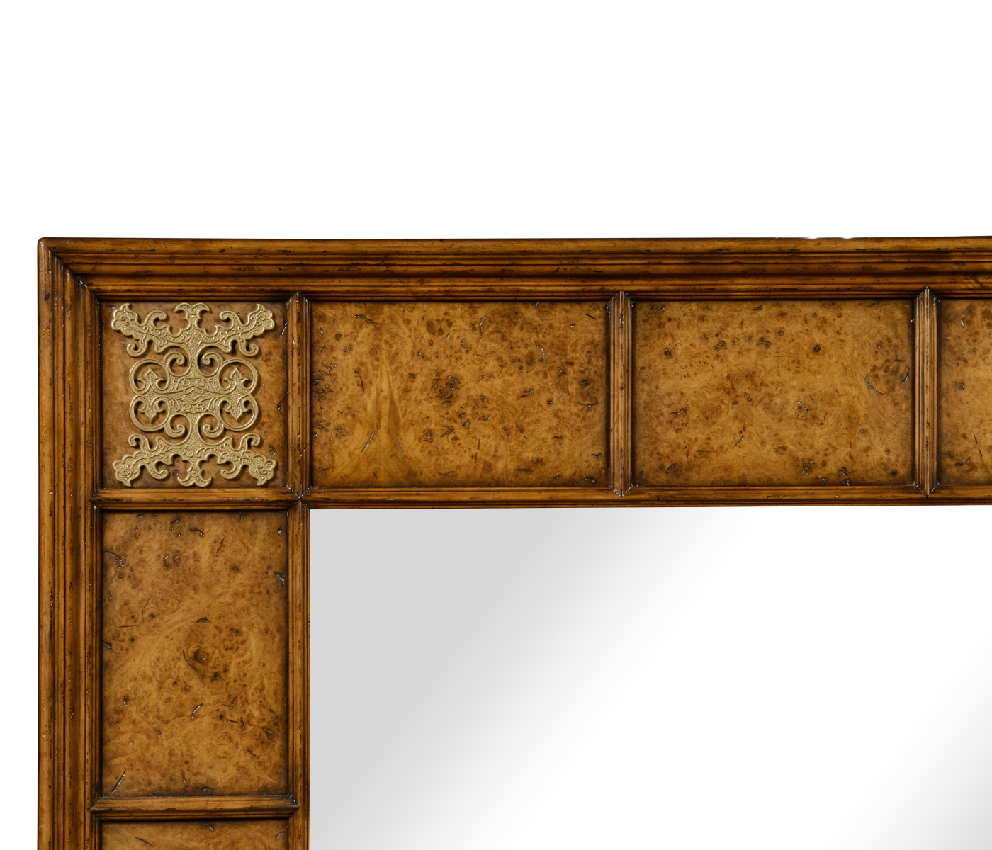 Square walnut & burl oak mirror