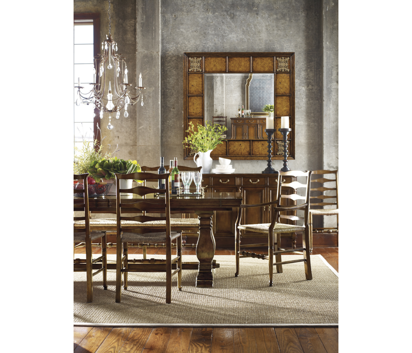 Square walnut & burl oak mirror