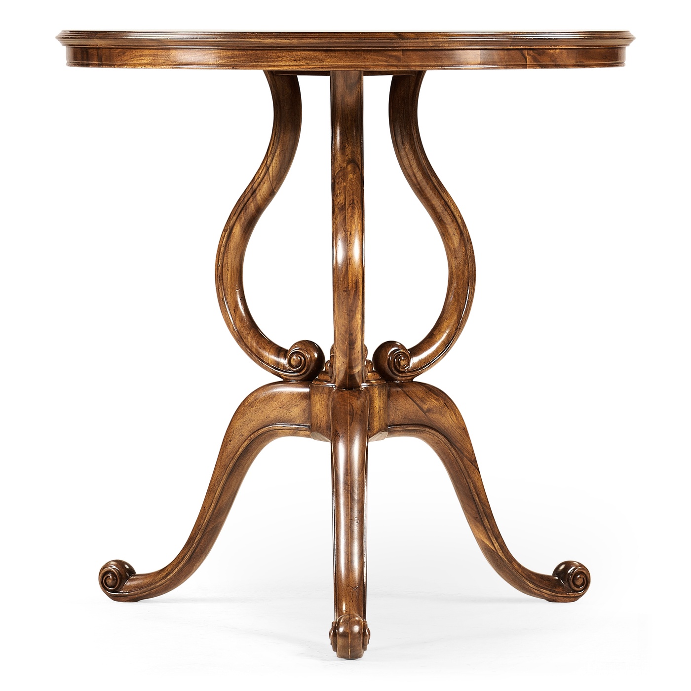 Walnut lamp table with satinwood inlaid top