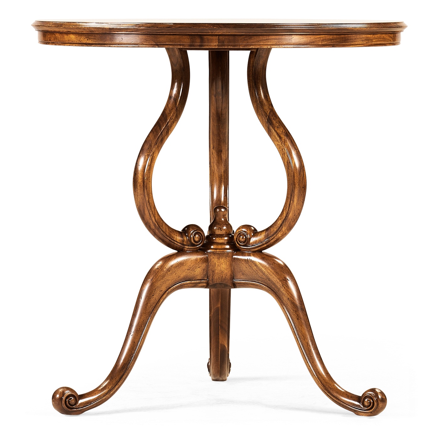 Walnut lamp table with satinwood inlaid top