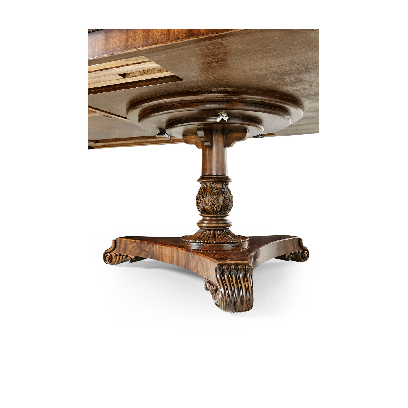 Crotch Walnut Triple Pedestal Dining Table 158