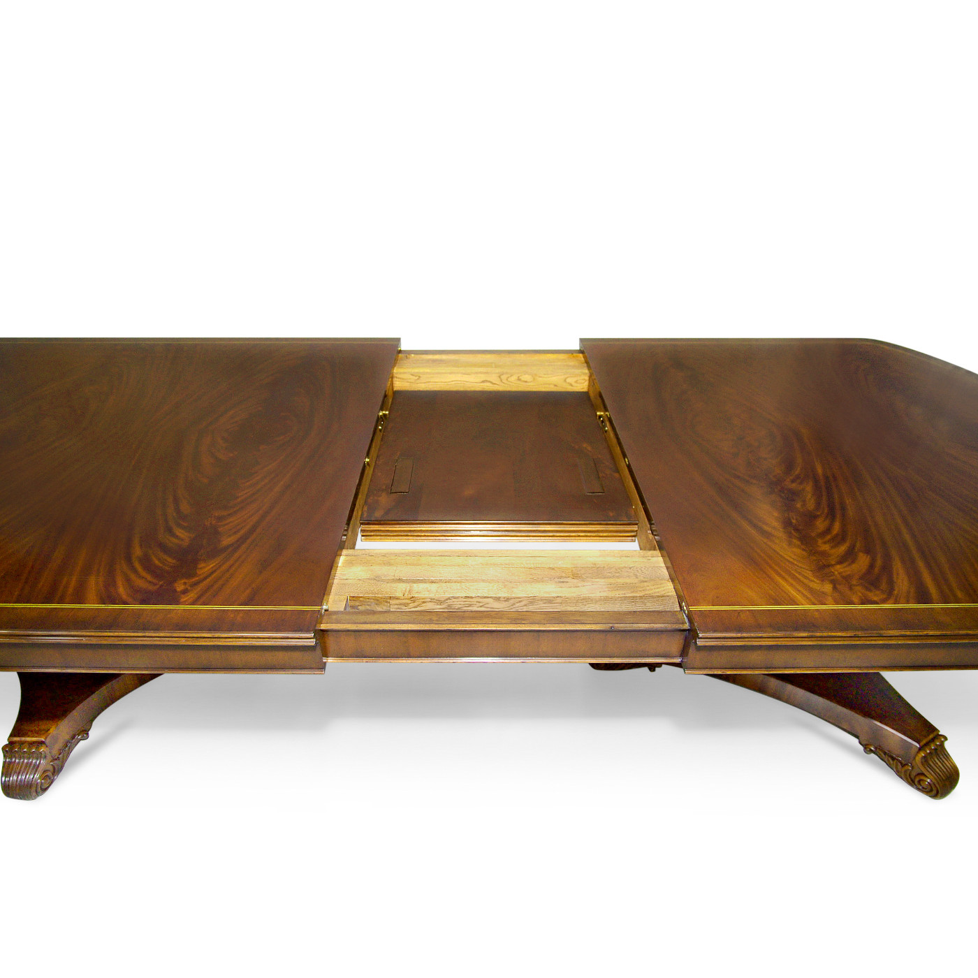 Crotch Walnut Triple Pedestal Dining Table 158