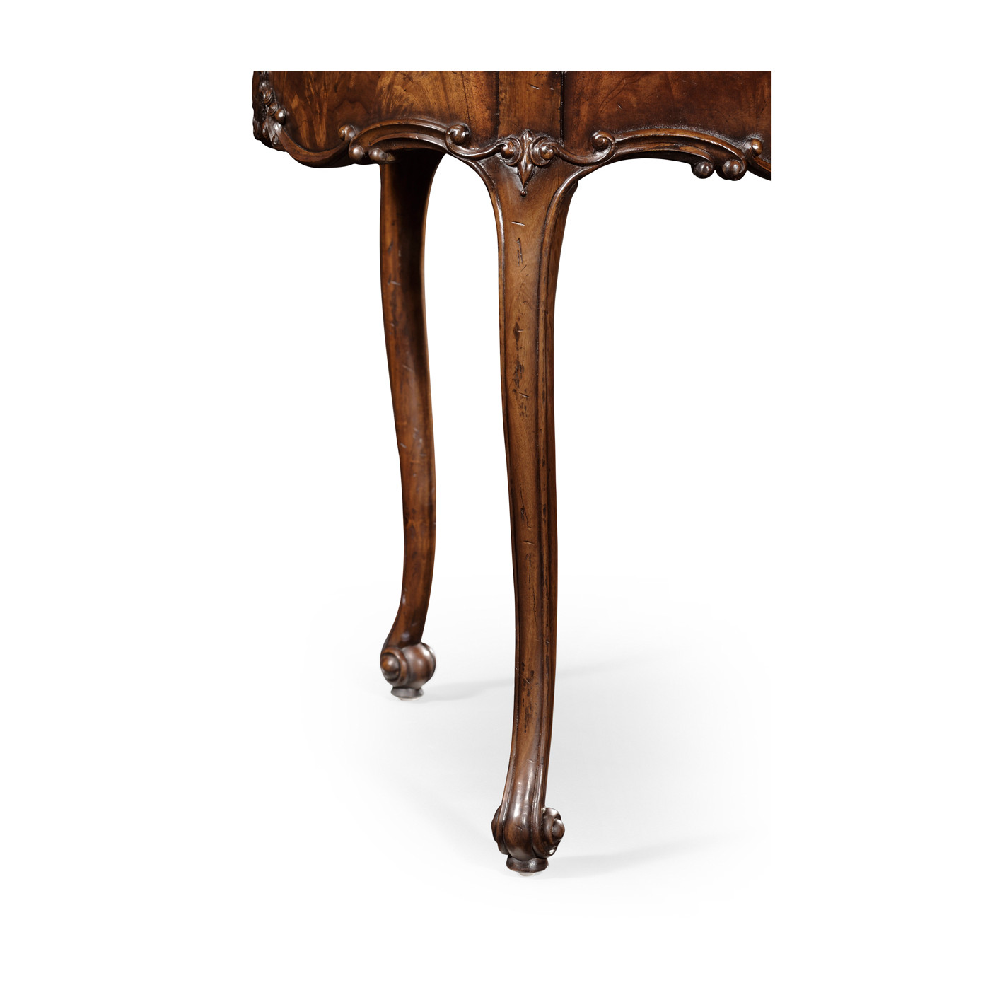 Mahogany Three Legged Round Side Table Scallop Shells