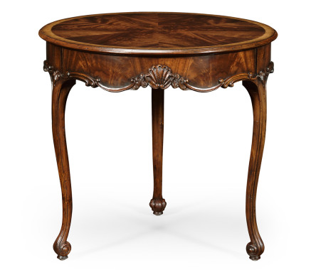 Mahogany Three Legged Round Side Table Scallop Shells