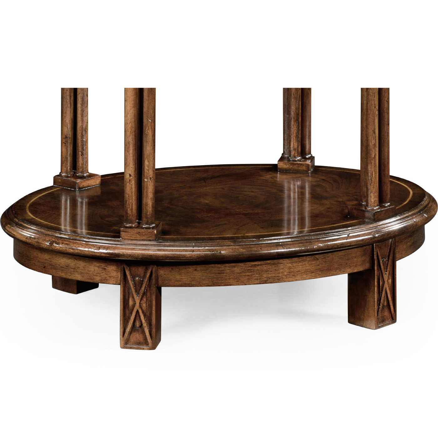 Dark walnut oval lamp table