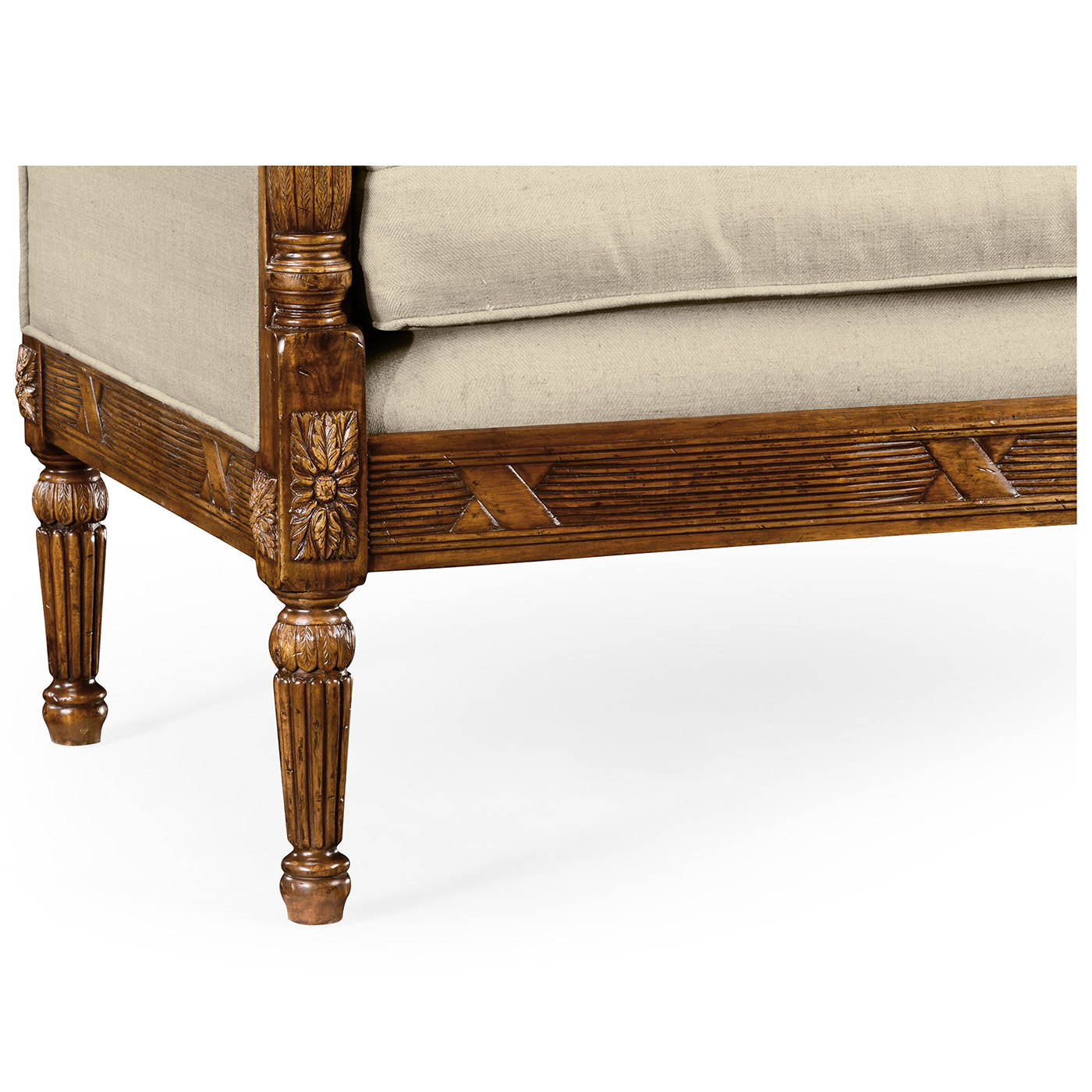 Regency Style Walnut Upholstered Settee