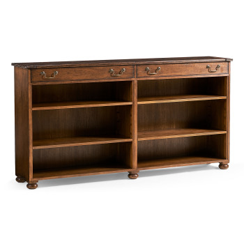 Walnut Oyster Double Open Bookcase
