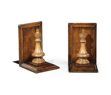 Pair of King Walnut Chess Piece Bookends