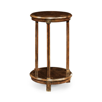 Dark walnut round lamp table