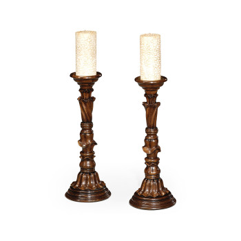 Pair of Rococo Style Walnut Candlesticks