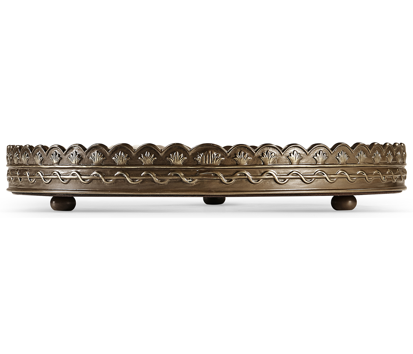 Large Circular Seaweed Marquetry Tray