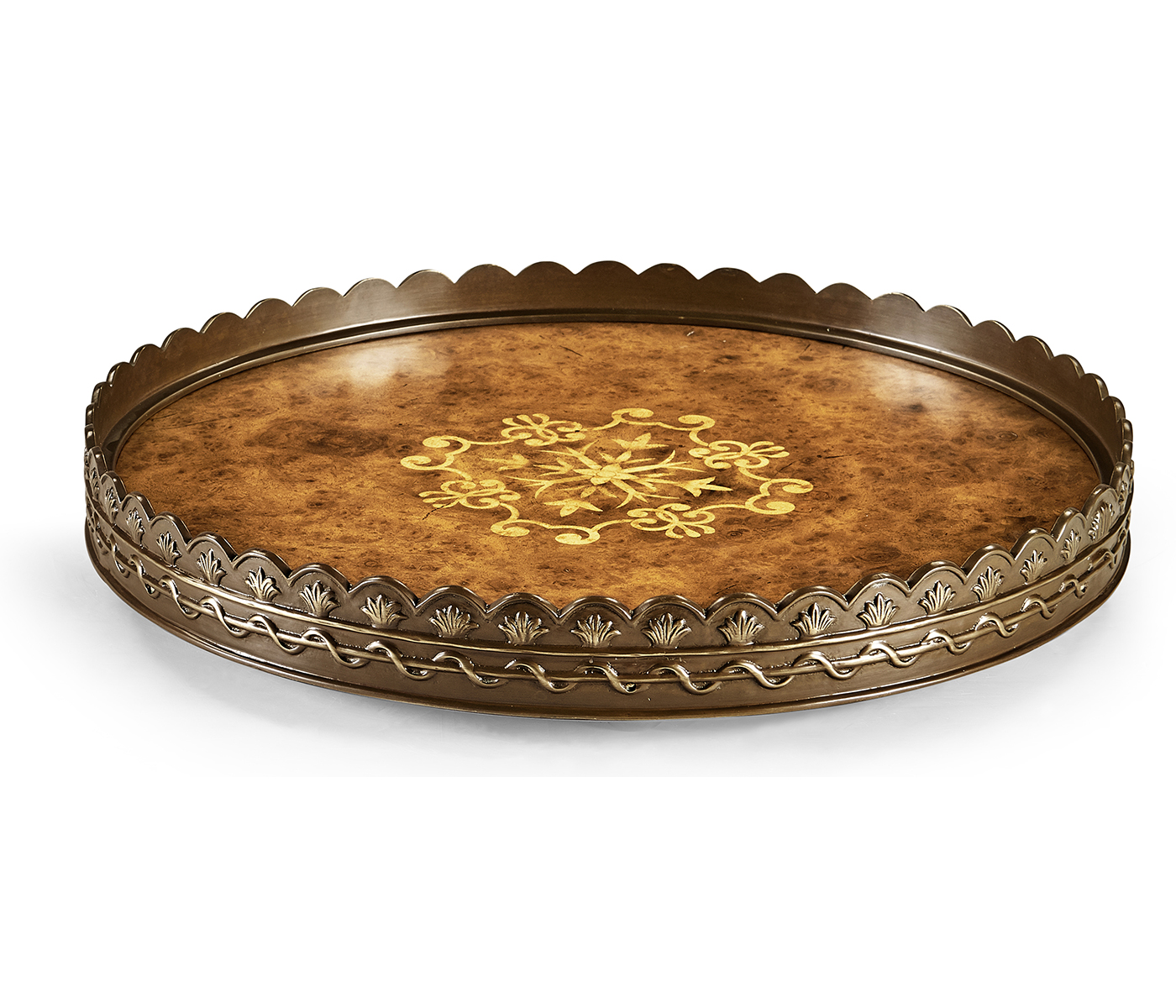 Large Circular Seaweed Marquetry Tray