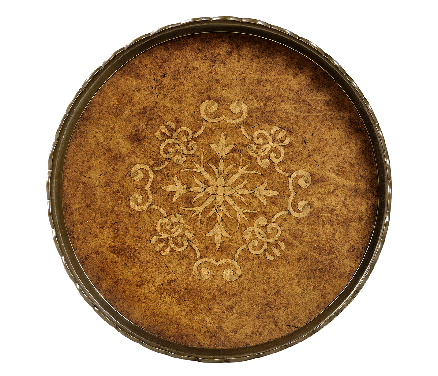 Small Circular Seaweed Marquetry Tray