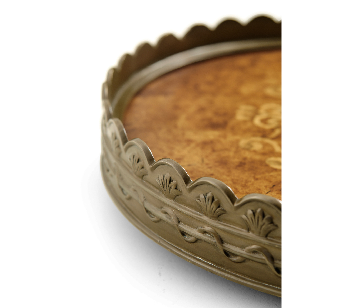 Small Circular Seaweed Marquetry Tray