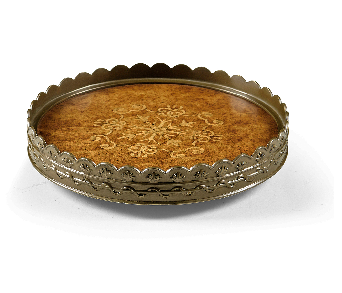 Small Circular Seaweed Marquetry Tray